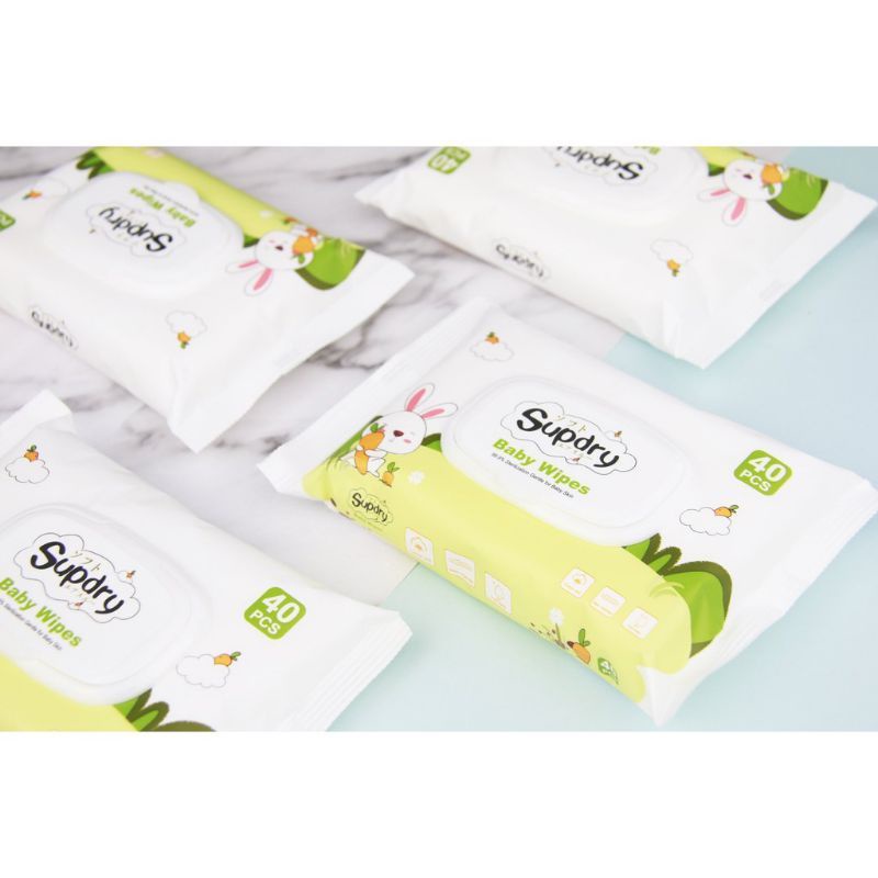 Khăn Ướt Supdry Loại 40 Tờ Có Nắp Đậy Không Mùi. Mềm Mịn