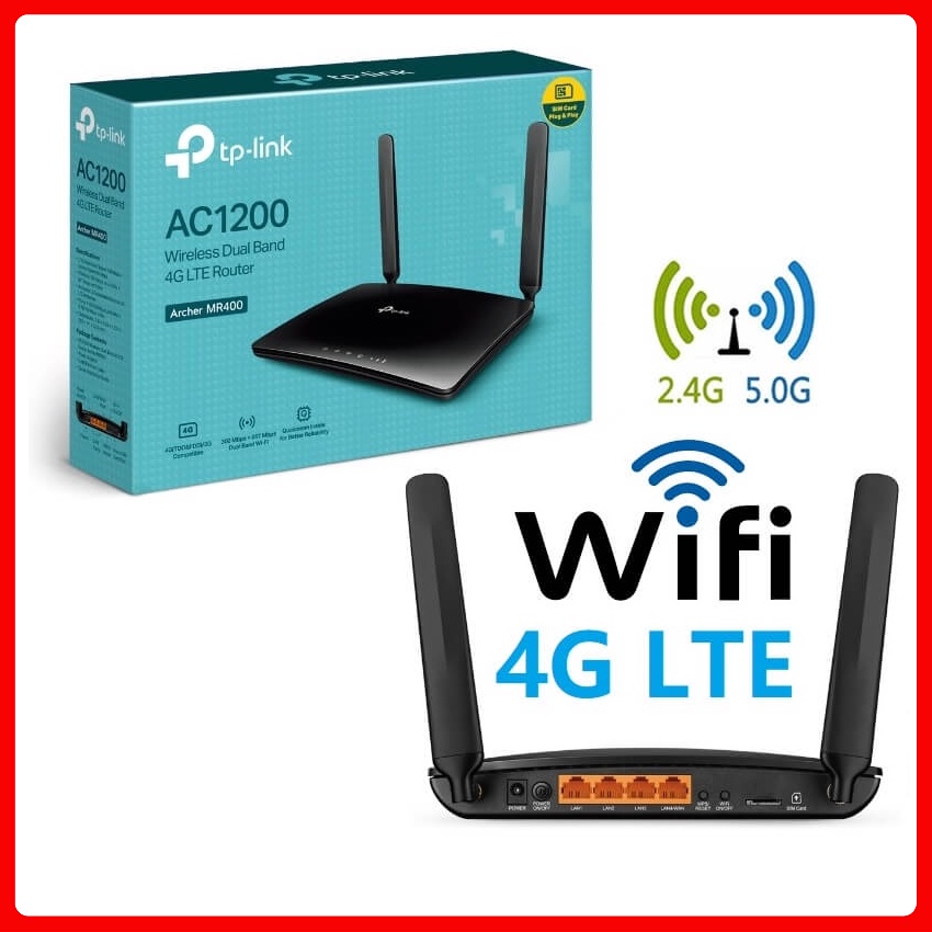 Bộ phát Wifi TP-Link Archer MR400 Băng Tần Kép Sim 4G LTE AC1200 - Hàng chính hãng