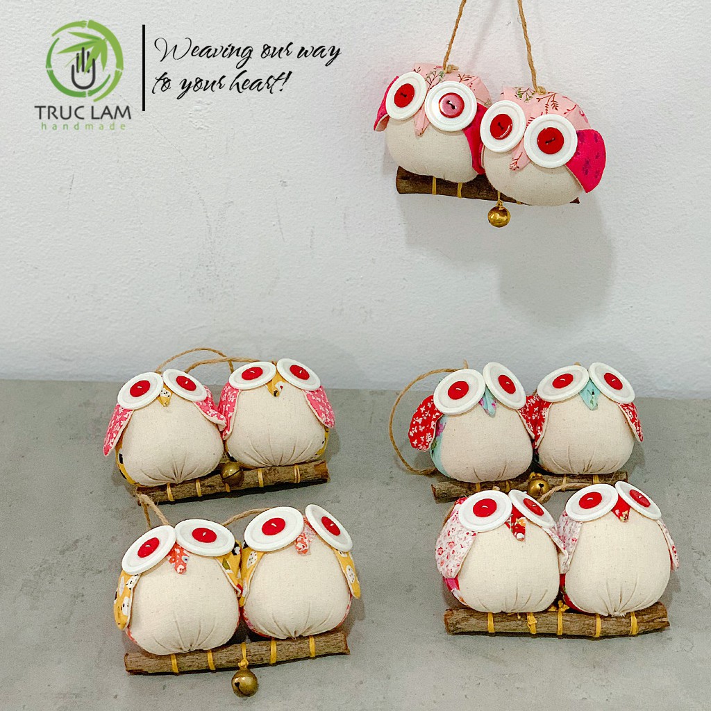 Phụ Kiện Decor Trang Trí Nội Thất Hình 2 Con Cú - Trúc Lâm Handmade