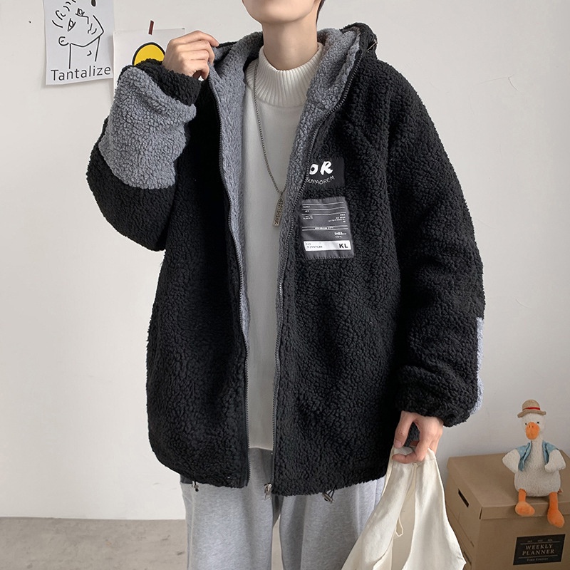 Áo khoác IELGY có mũ trùm đầu lót cotton lông cừu phong cách Hong Kong thời trang dành cho nam