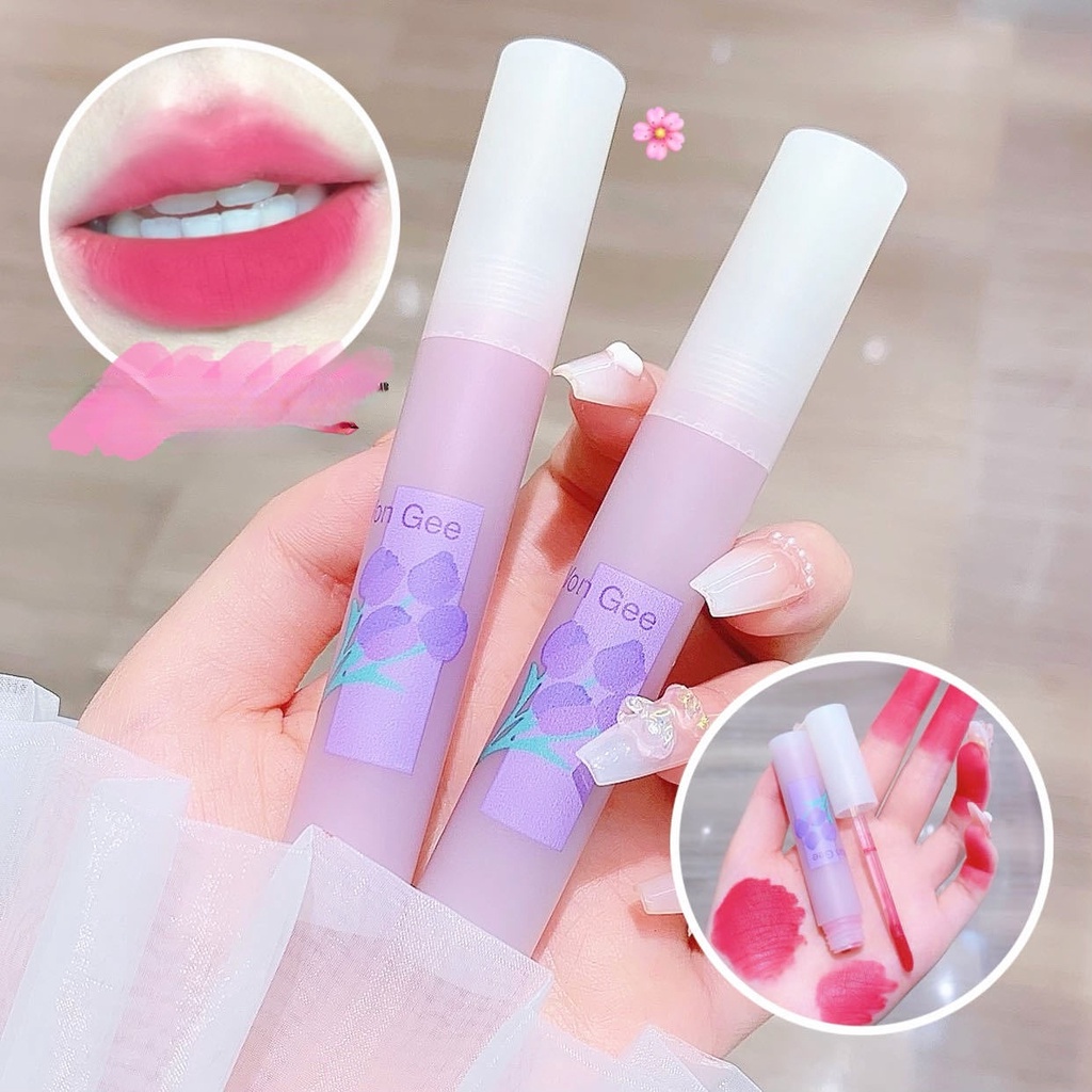 Von Gee Son Môi Chống Thấm Nước Lâu Trôi Màu Tím Hoa Tulip Nhung Mịn