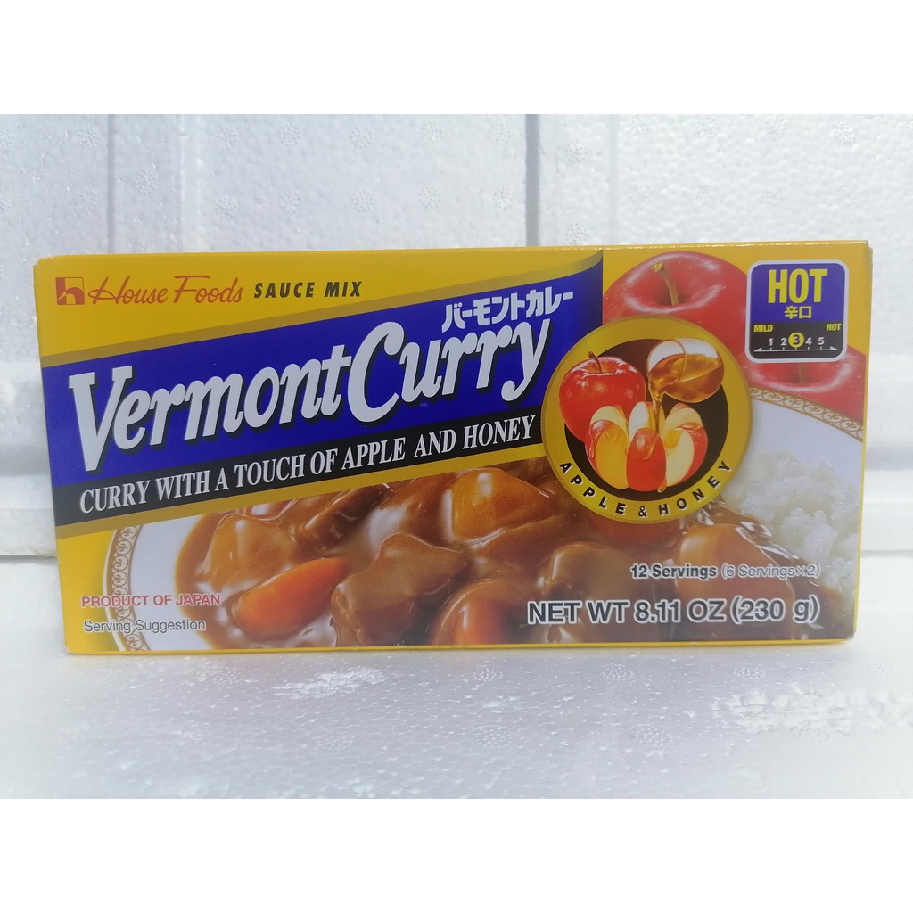 [(LỚN) 230g - Vermont – HOT] Viên xốt cà ri cô đặc vị cay [Japan] HOUSE FOODS Curry Sauce Mix (hty-hk)