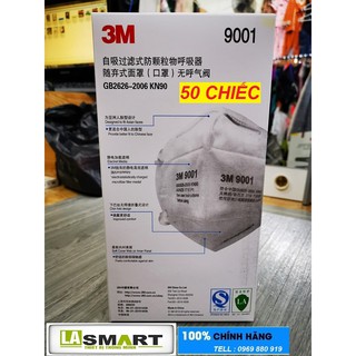 Hộp 50 khẩu trang 3M - 9001, Chống bụi hạt siêu mịn PM2.5 Lọc mùi hôi, Lọc độc, Kháng khuẩn