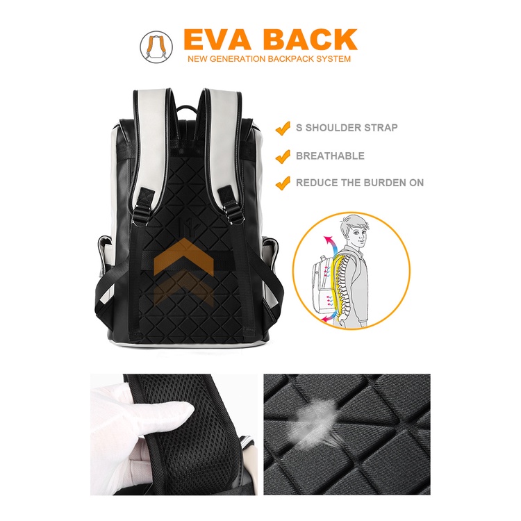 Balo da nam PU đựng laptop 15.6 inch chống thấm nước phong cách công sở dành cho nam backpack