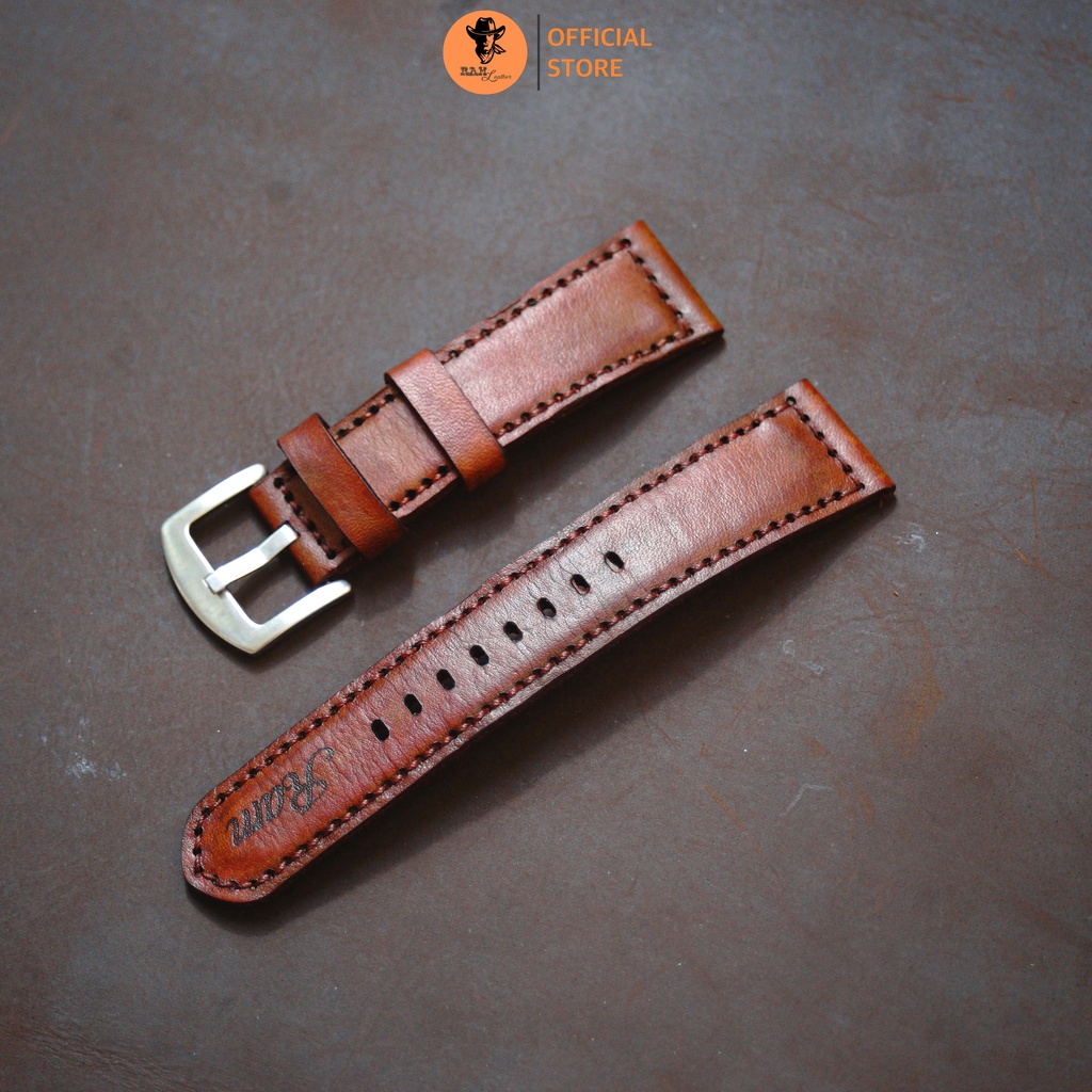 Dây đồng hồ da bò màu cam - RAM Leather Classic 1970