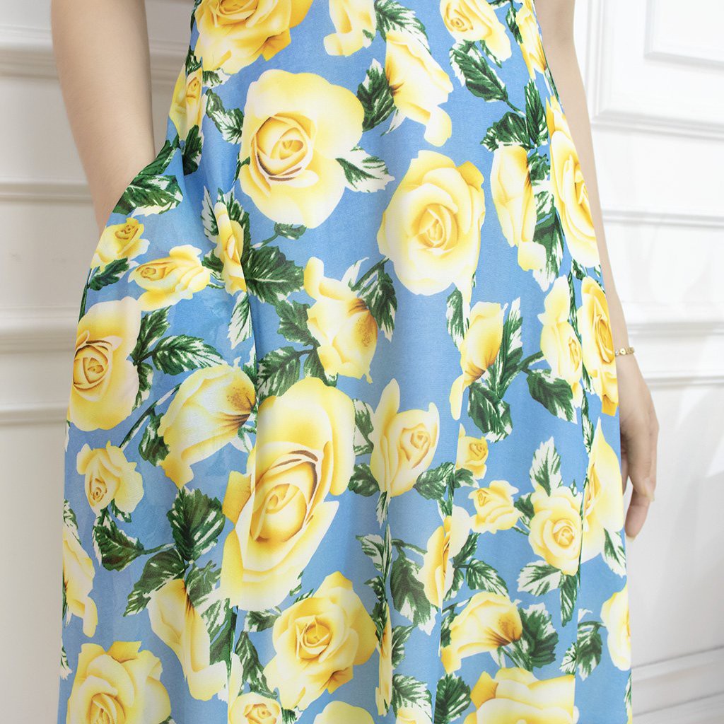 Đầm hoa thiết kế công sở cao cấp [FREESHIP] Váy xòe nữ dự tiệc sang trọng - AMYRA Da038 | BigBuy360 - bigbuy360.vn