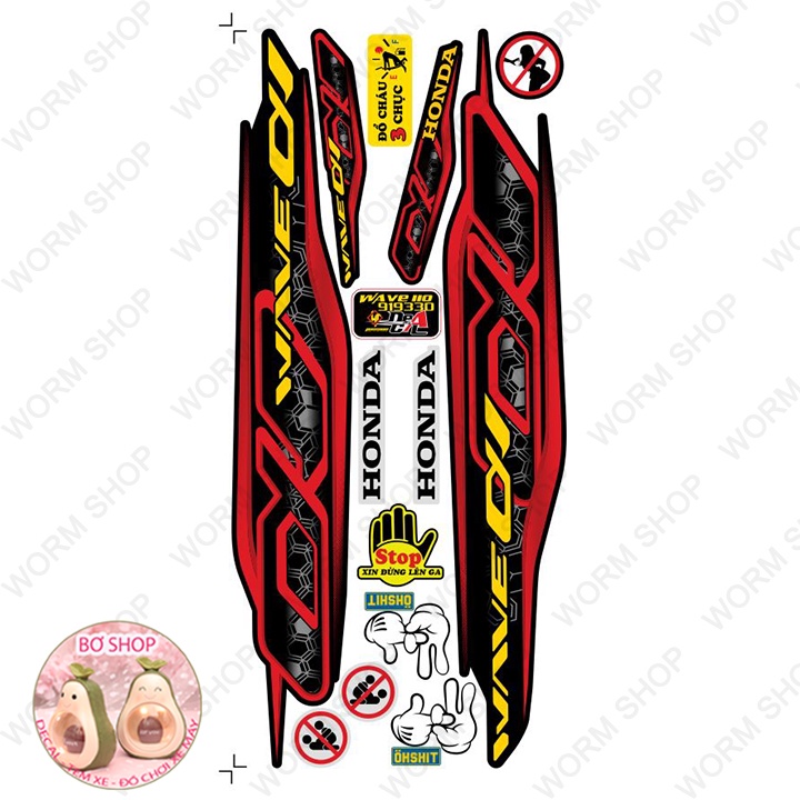 Tem rời WAVE ALPHA 110   BƠ SHOP  - Tem chế 3 lớp cao cấp