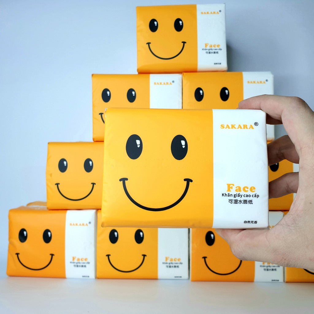 Combo 2 giấy ăn gấu trúc SAKARA mặt cười 1 tờ 4 lớp mềm dai không bụi giấy lau an toàn cho sức khoẻ