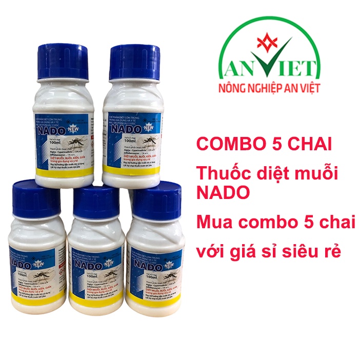 Combo 5 chai chế phẩm diệt muỗi Nado 100ml dùng trong gia dụng và y tế
