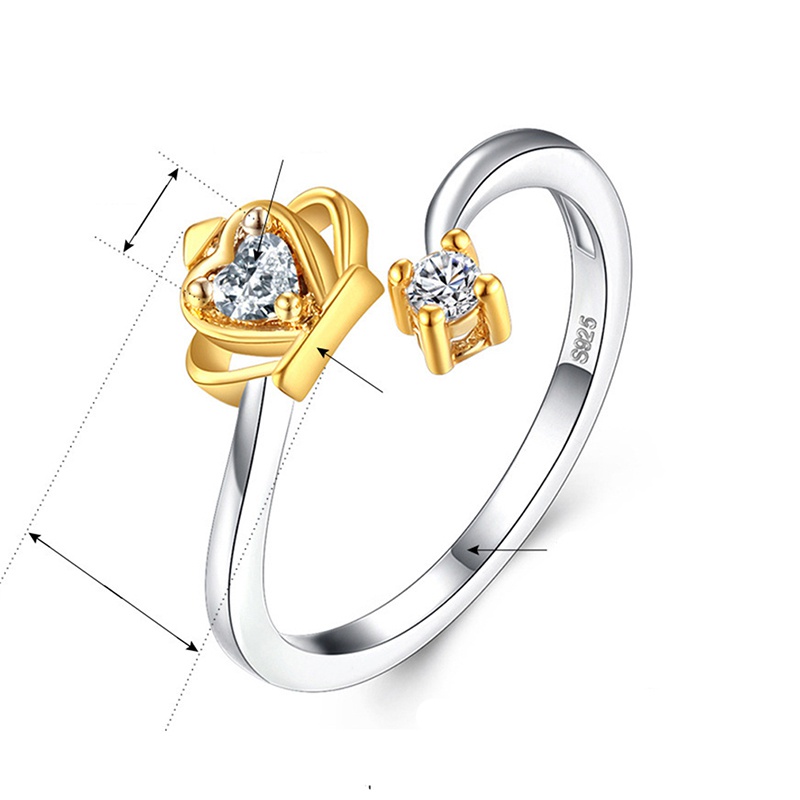 Nhẫn Nữ Mạ Vàng / Bạc Hình Vương Miện Đính Đá Zircon