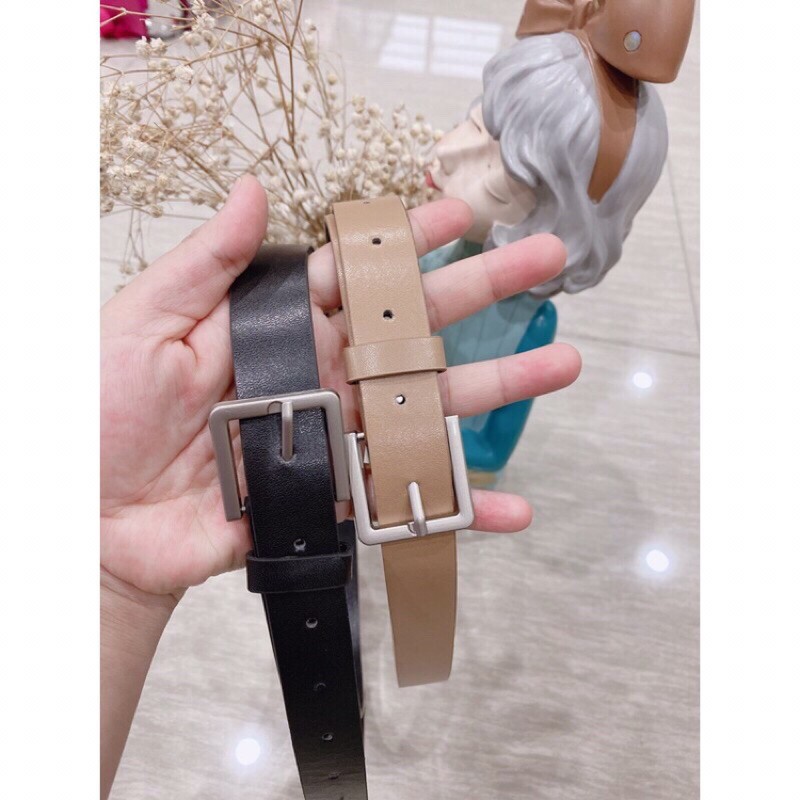 THẮT LƯNG ĐAI VUÔNG HAI MÀU ĐEN-NÂU