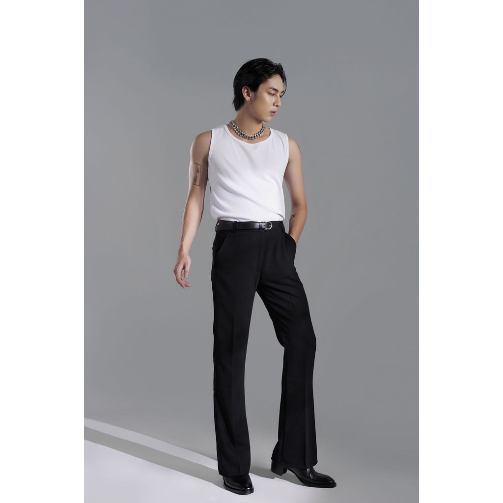 Quần Vải ống loe nam Basic Flare Trouser Black AUGUST SHOES QL2D