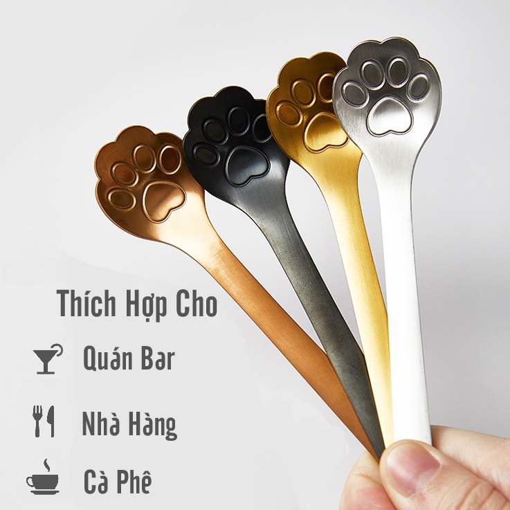 Muỗng Cà Phê, Uống Trà Tay Mèo Tuấn Phát  Dài 15cm Inox 304 Cao Cấp Chống Gỉ, Muỗng Dùng Cá Nhân, Quán Ăn