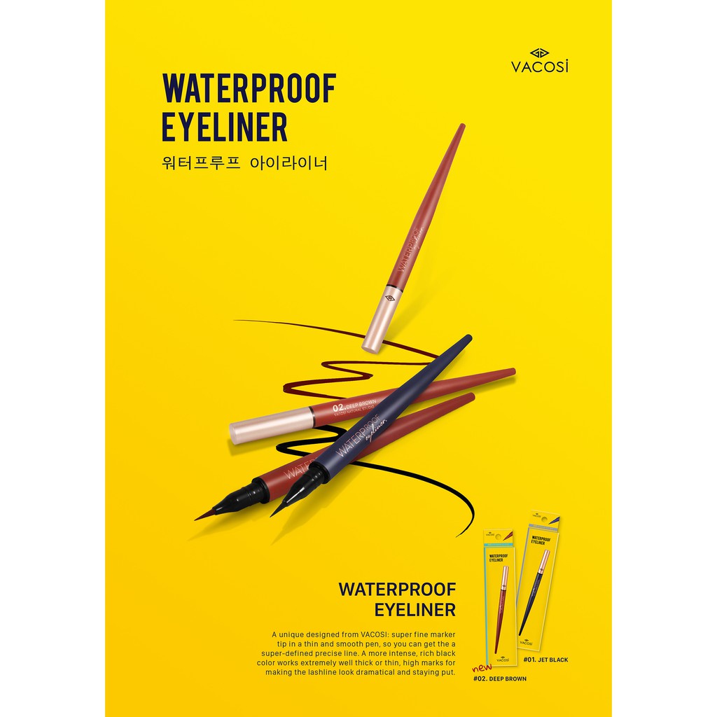 Bút Kẻ Mắt Vacosi Siêu Lì Vacosi Natural Studio Waterproof Eyeliner- VM24