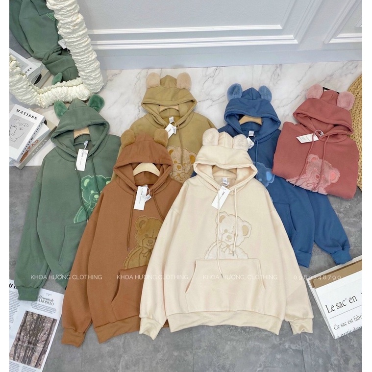 Áo hoodie dày mũ tai chuột
