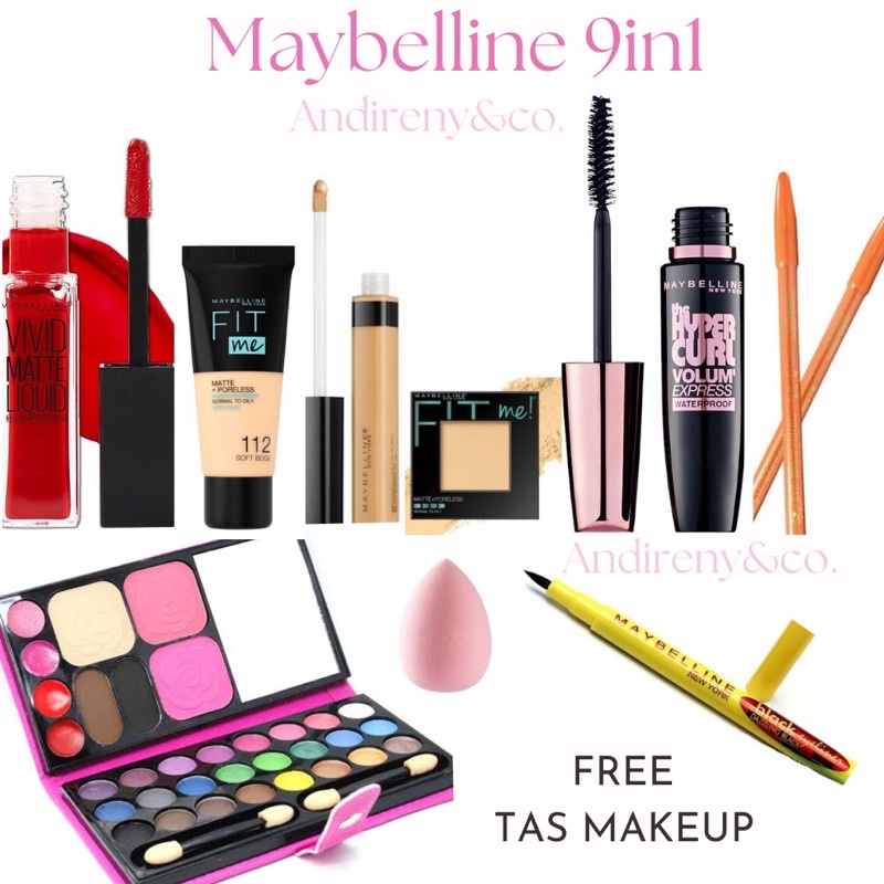 MAYBELLINE Bộ Hộp Mỹ Phẩm Hoàn Chỉnh Có Thể Gói 9 Trong 1 / Gói Vừa Vặn Với Tôi 4 Trong 1