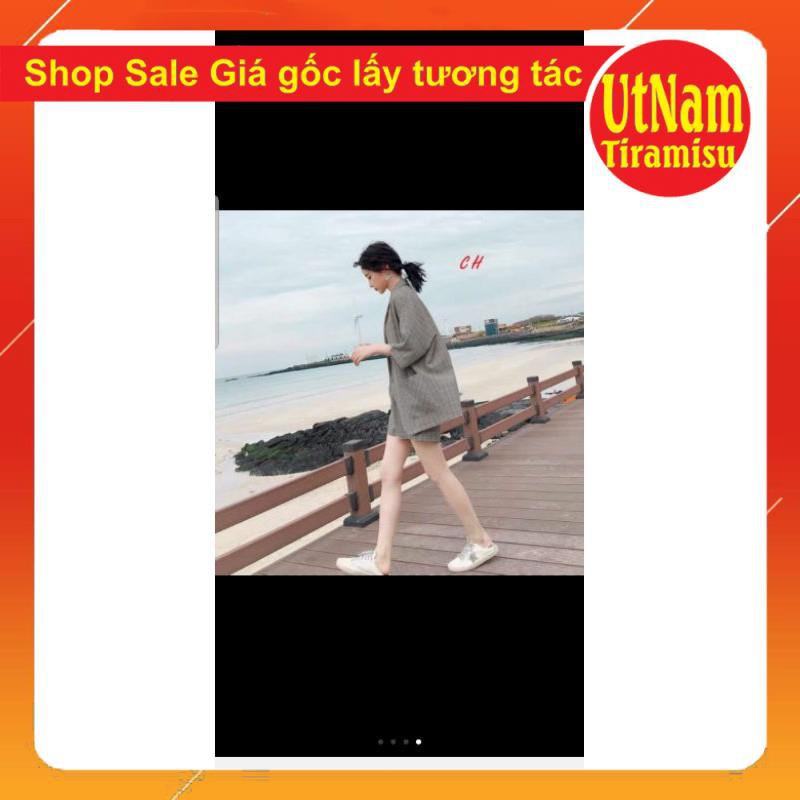 Sét vest đùi kẻ xám🎀 Sét đồ nữ kẻ caro🎀 có ảnh chụp thật SP | BigBuy360 - bigbuy360.vn