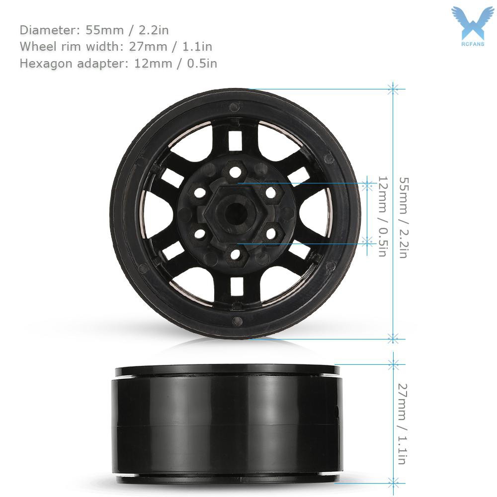 4 Bánh xe AUSTAR AX-616BK 1.9 Inch 1/10 cho D90 SCX10 AXIAL RC4WD TF2 RC