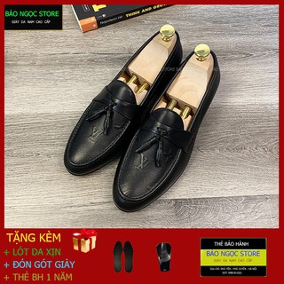{GIẢM SỐC} GIÀY LƯỜI NAM BĂNG CHUÔNG DẬP VÂN EO VÌ ❤️ CHẤT LIỆU DA BÒ 100% 💥 ĐẾ CAO SU ĐÚC CAO 3CM ❤️ MÃ K6855 ĐEN