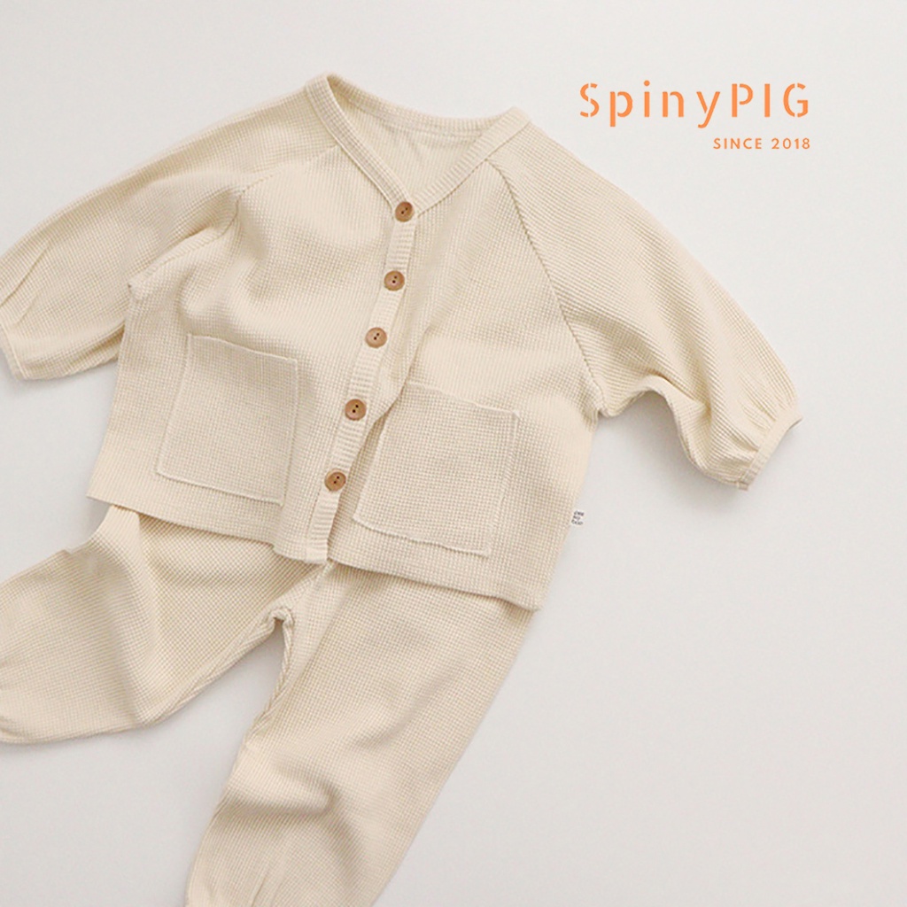 Bộ quần áo cho bé 0-3 tuổi style Hàn Quốc cotton dệt kim sắc trơn cực tây