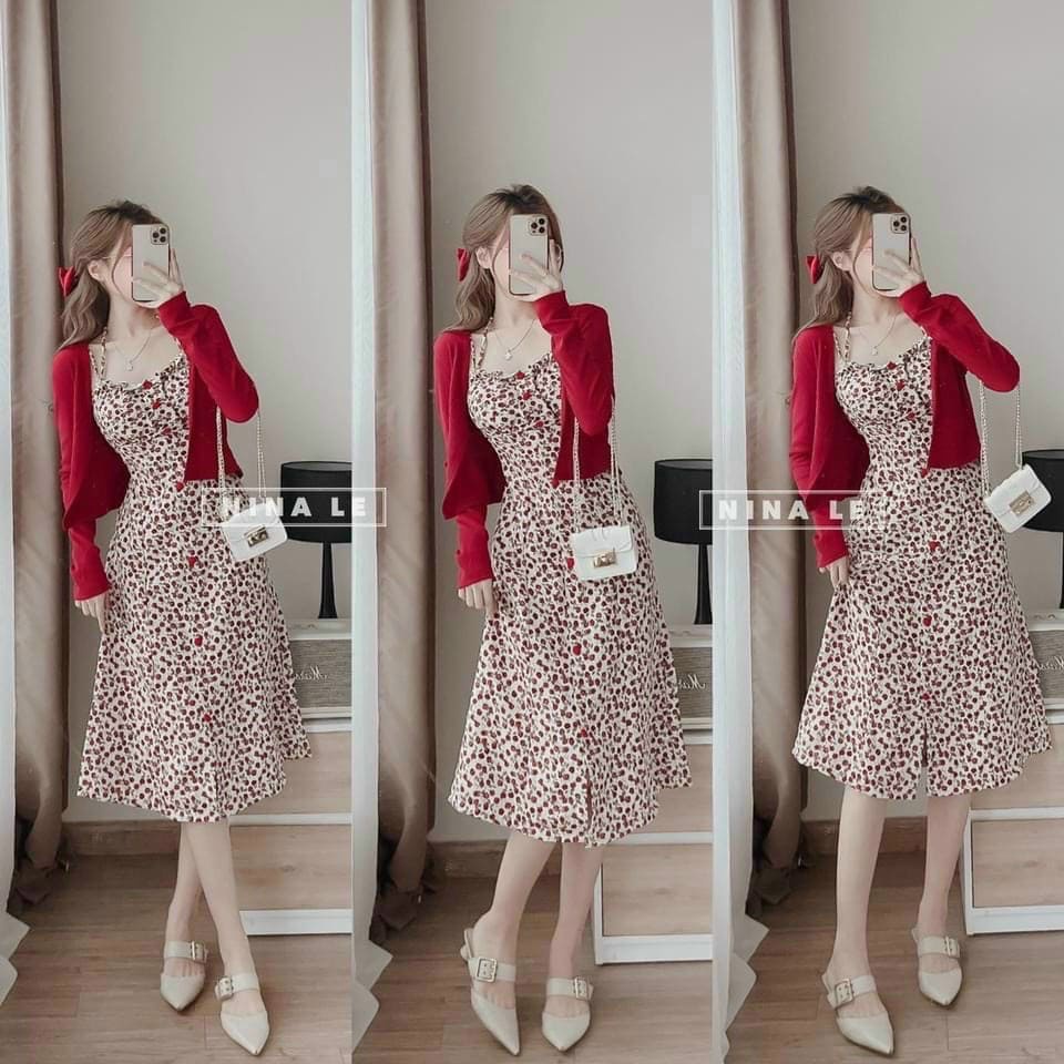 Đầm Nữ phối áo khoác tay kiểu dáng sang trọng thiết kế thích hợp đi chơi, dự tiệc SOPHIA