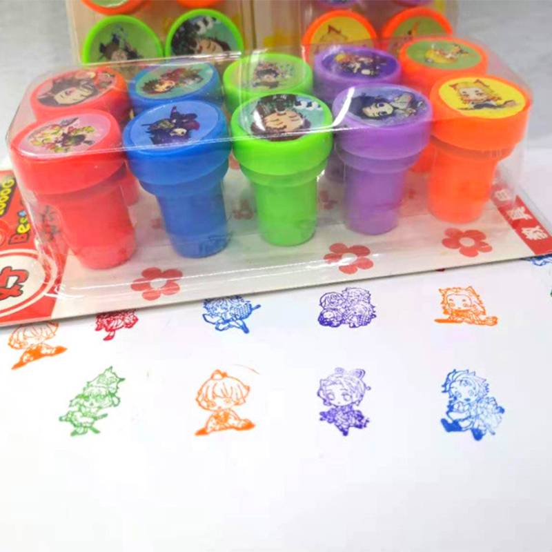 Dấu thỏi son 10Pcs/Set Cute Anime Demon Slayer Kimetsu No Yaiba Child DIY Scrapbook Kids Stamp Cartoon Rubber Stamps Scrapbooking Reward Toy Hashibira Inosuke Tsuyuri Kanawo Tomioka Giyuu