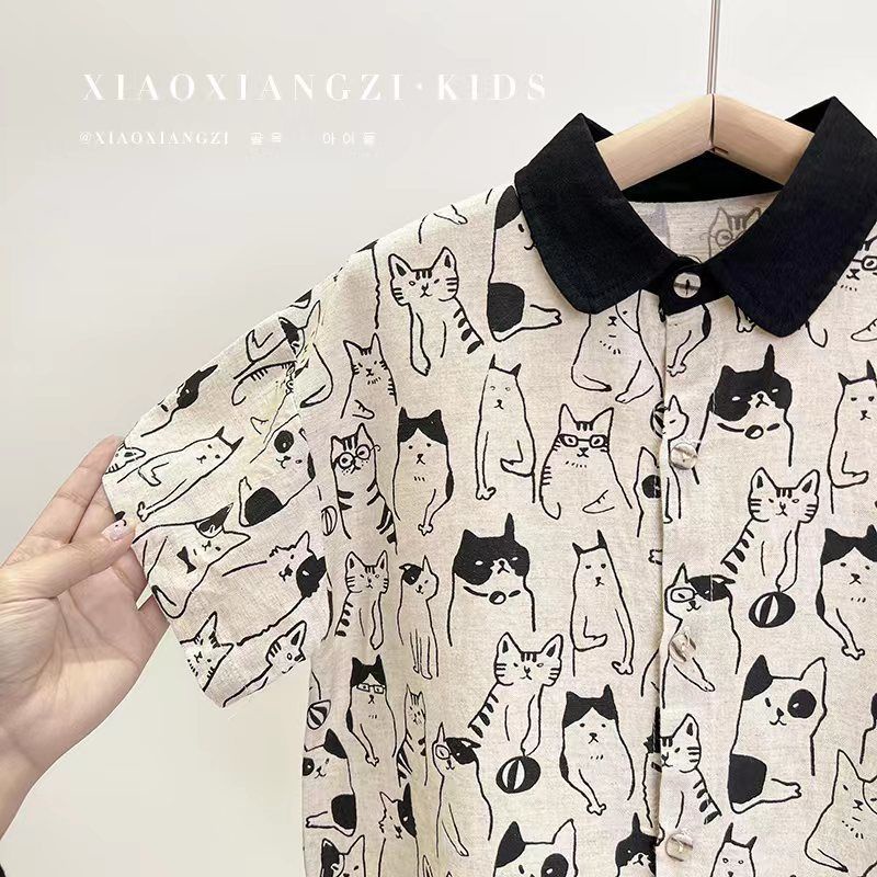 Áo Sơ Mi Ngắn Tay Họa Tiết Kẻ Sọc Thời Trang Mùa Hè Hàng Mới Dành Cho Bé Trai