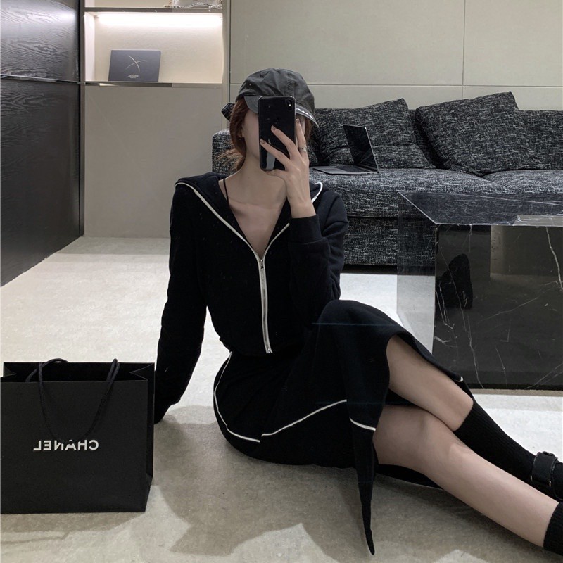 A28 Set Áo Kèm Váy Chân Váy Dài Ôm Thời Trang Thu Đông