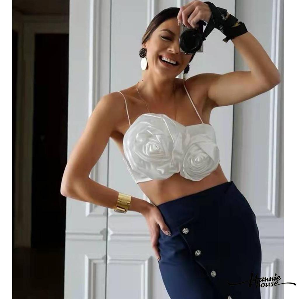 HannieWomen White Vintage Flower-shaped Camisole