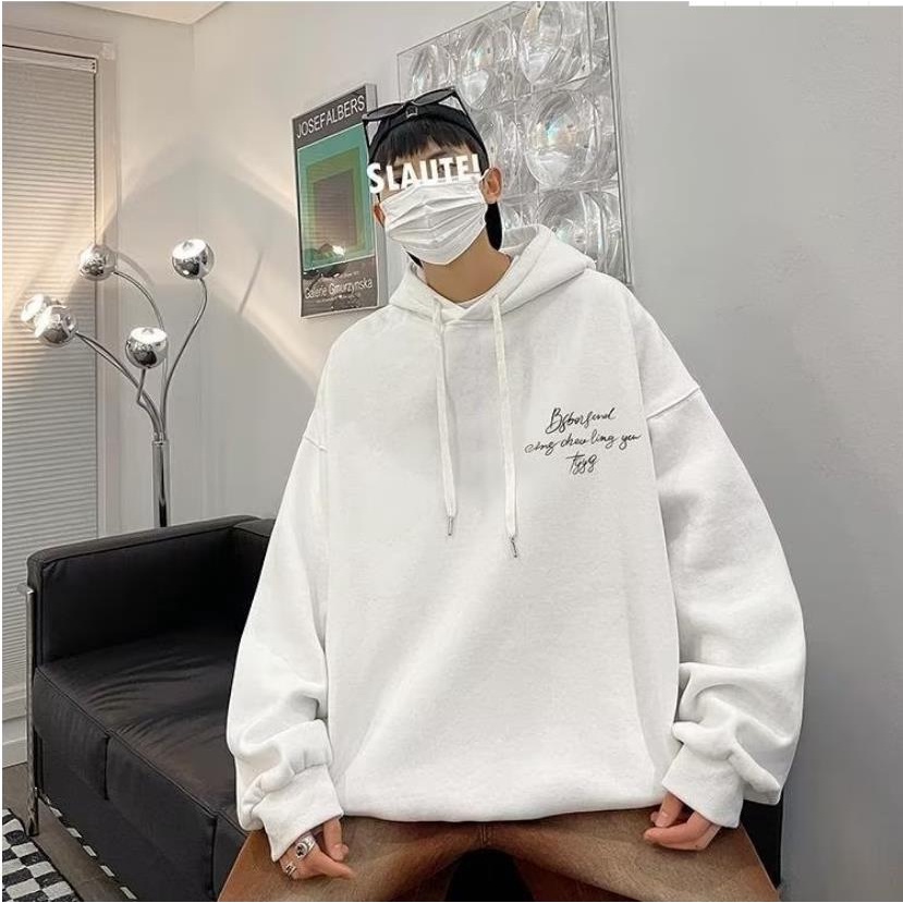 Áo Hoodie Nam Nữ Dáng Rộng Tay Dài In Chữ Và Ngôi Sao Thời Trang Mùa Thu
