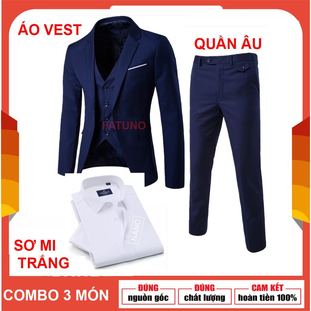[Siêu sale]Combo 3 món- Áo vest, quần âu và sơ mi trắng siêu lịch lãm
