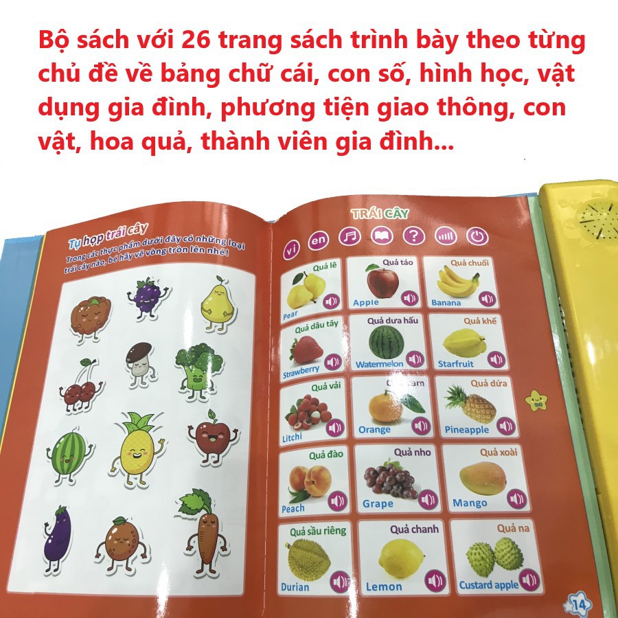 (Bản nâng cấp I+) Sách nói song ngữ trẻ em Thanh Nga, Sách quý điện tử song ngữ Anh – Việt cho bé - giadunggiare.vn