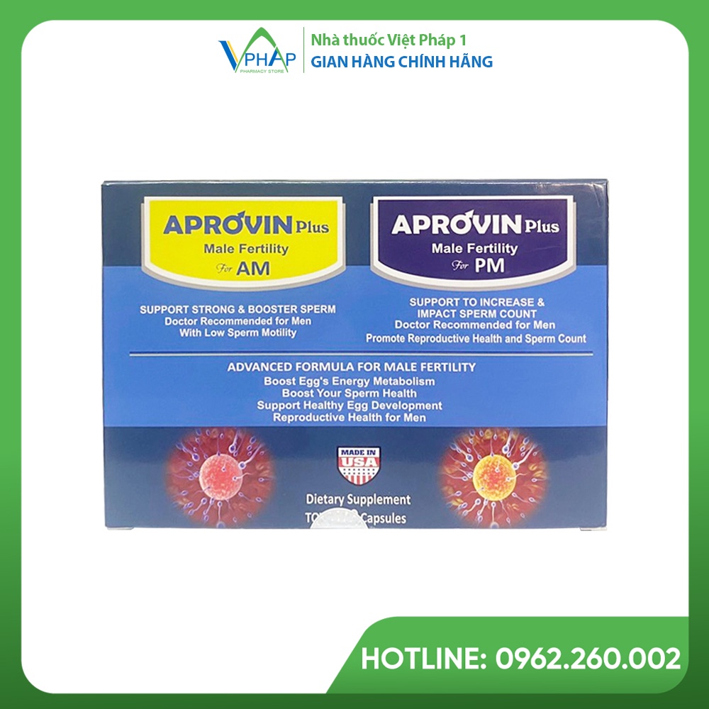 Aprovin Plus giúp cải thiện số lượng và chất lượng tinh trùng ở nam giới hộp 60 viên