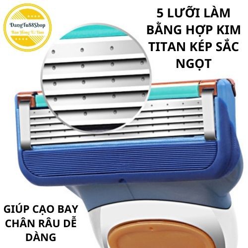 Dao cạo râu Giiulle 5 lưỡi loại tốt- combo linh hoạt[tặng kèm 1tuýp kem cạo]- Đầu thay lắp vừa gillette fusion 5