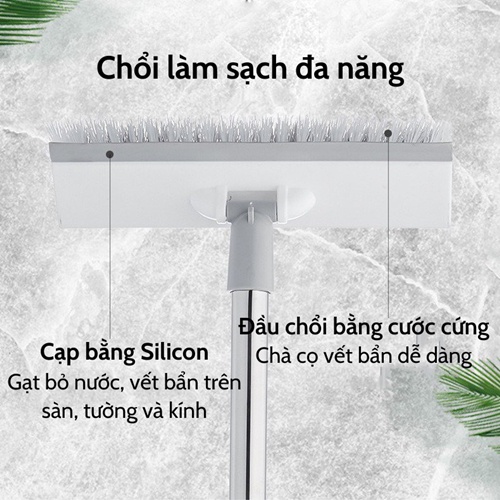 Chổi cọ đa năng SALE Cây chà sàn gạt kính nhà tắm, nhà vệ sinh thông minh cán dài 2 in 1 xoay 180 độ tiện lợI