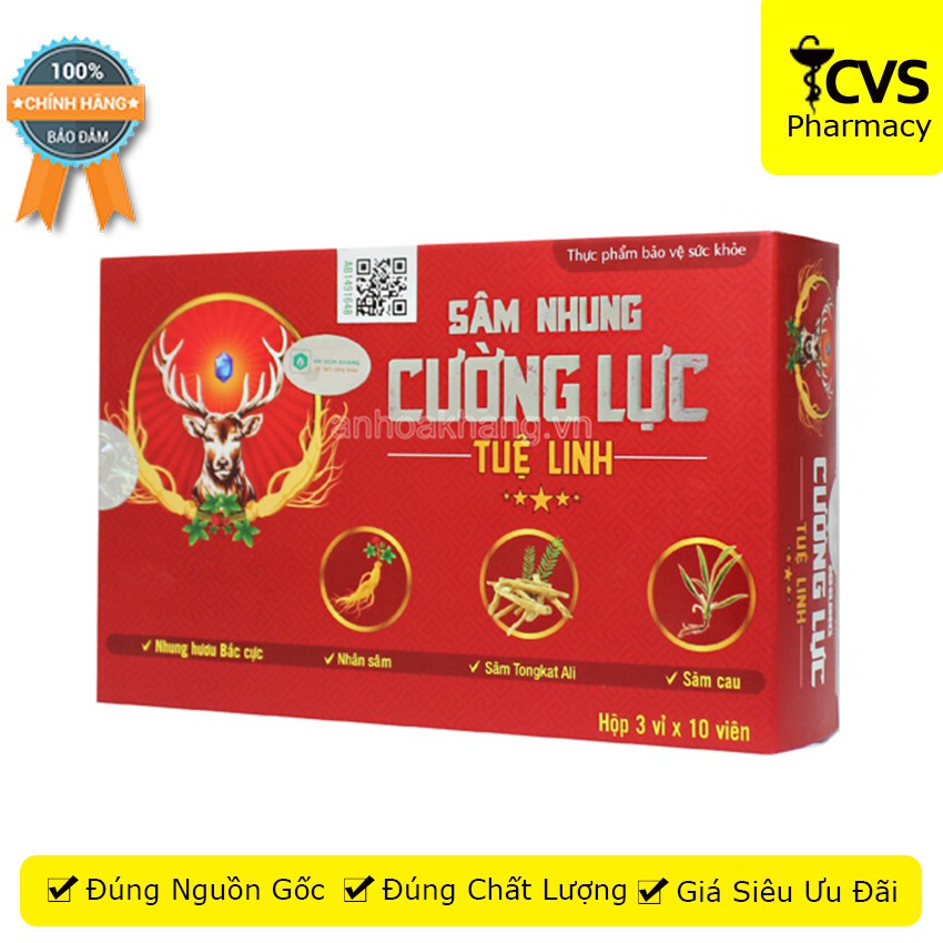 Sâm Nhung Cường Lực Tuệ Linh (Hộp 30 viên) - Hỗ Trợ Suy Giảm Chức Năng Sinh Lý - cvspharmacy