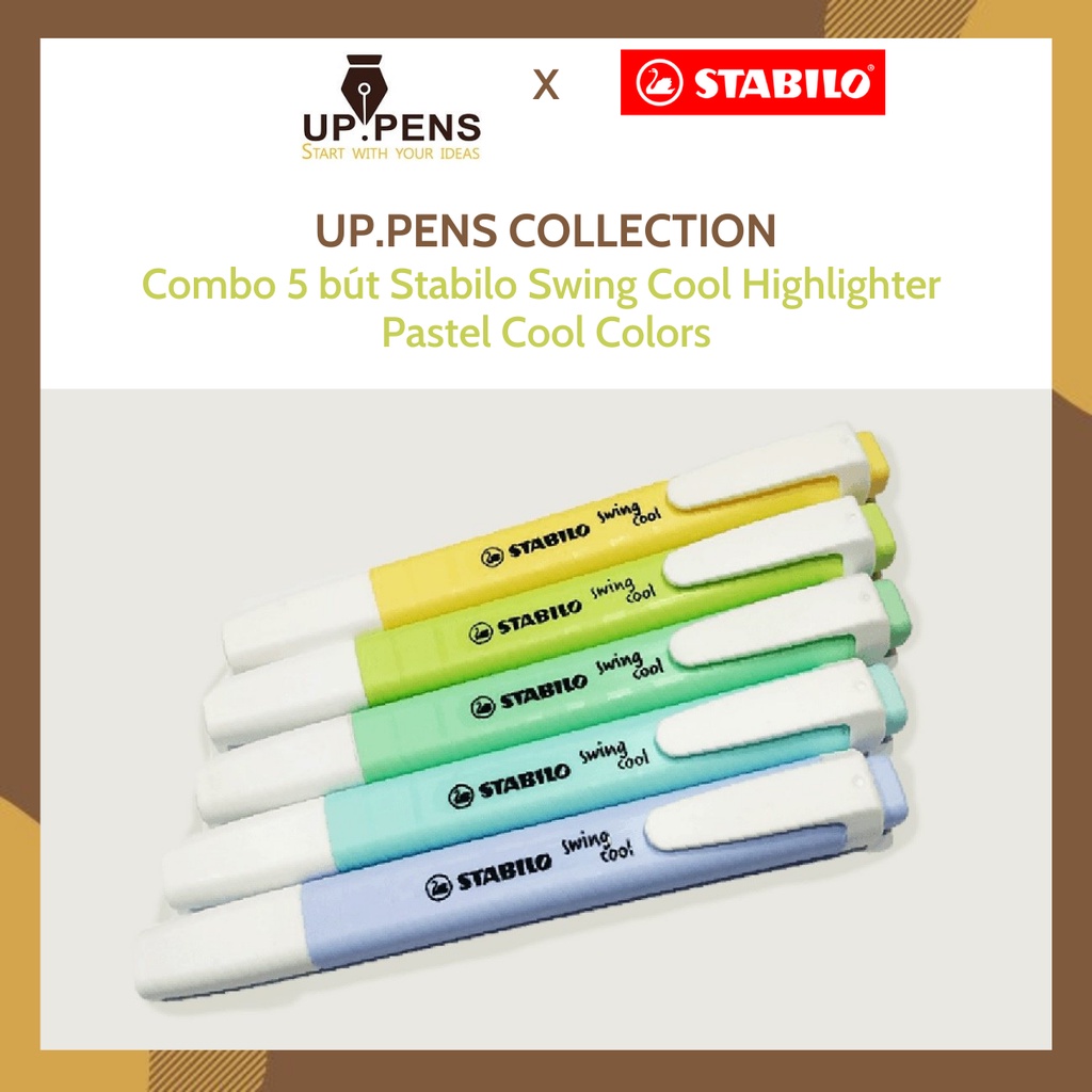 Combo 05 bút dạ quang Stabilo Swing Cool Highlighter – UP.PENS Collection – Pastel Cool Colors