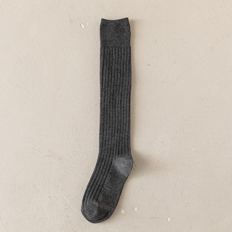 Vớ Dài Đến Đầu Gối Vải Cotton Màu Trắng Đen Phong Cách JK