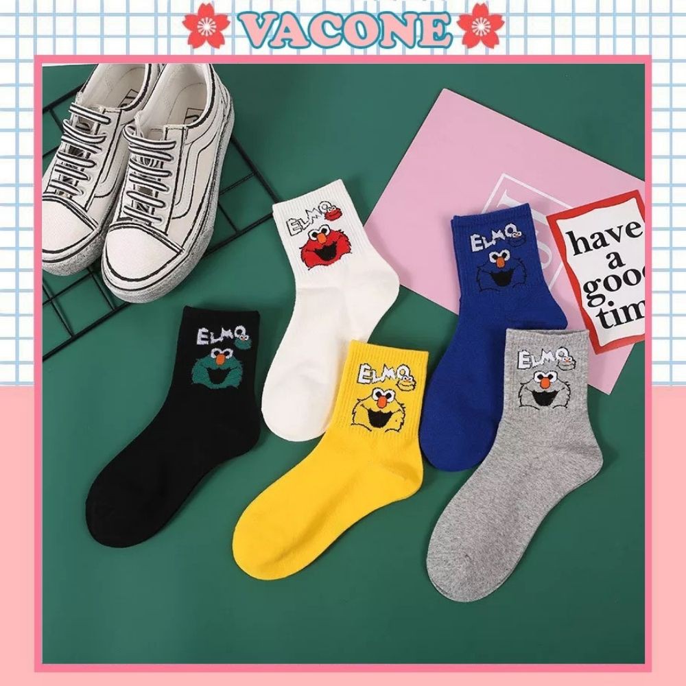 Tất cao cổ Vacone vớ unisex nam nữ họa tiết hoạt hình Elmo ngộ nghĩnh TN83