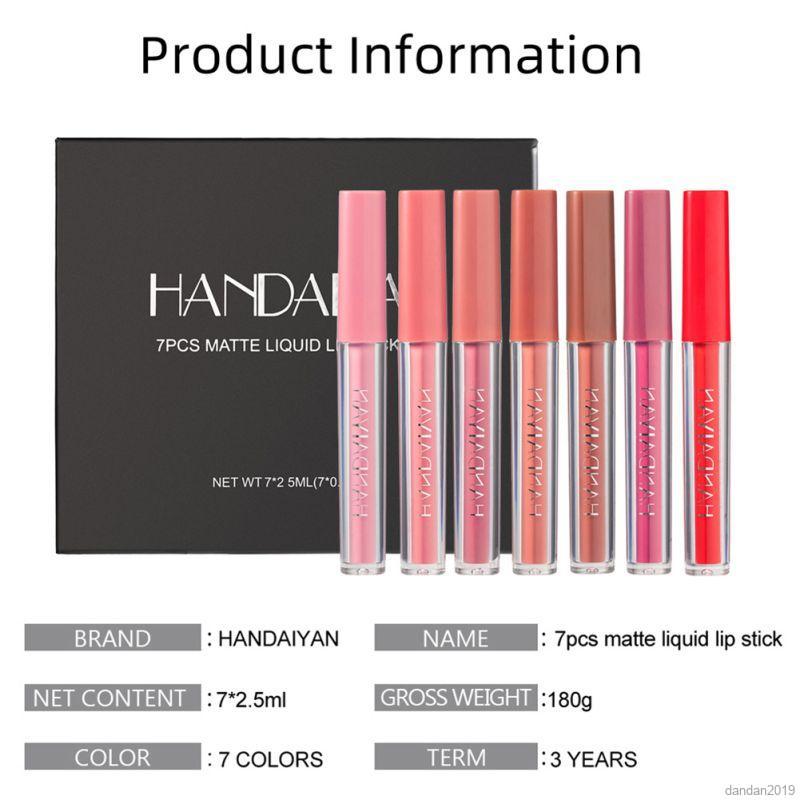 (Hàng Mới Về) Set 7 Son Kem Lì Handaiyan Nhiều Màu Sắc Thời Trang | BigBuy360 - bigbuy360.vn