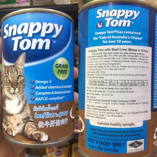 [Mã PET50K giảm Giảm 10% - Tối đa 50K đơn từ 250K] Pate Snappy Tom 400gr cho mèo