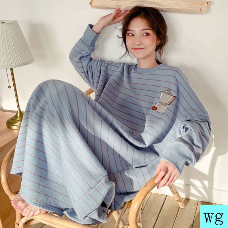 Đầm ngủ Cotton dài tay dày dặn thời trang thu đông cho nữ