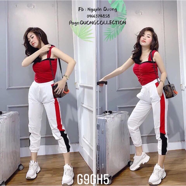Quần gió sọc phối màu thể thao sang chảnh sỉ 95k. Size S M L Xl —————————————