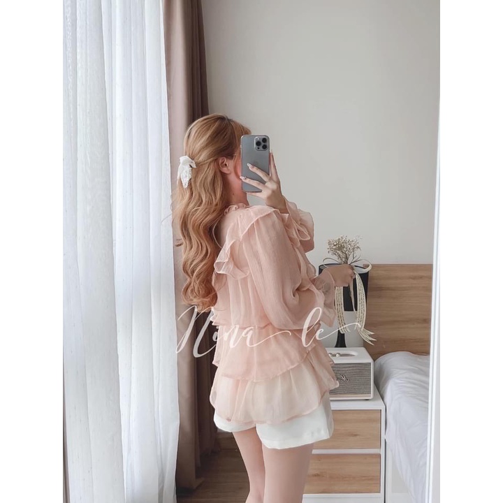 SET ÁO BÈO TẦNG MIX SOOC TRẮNG