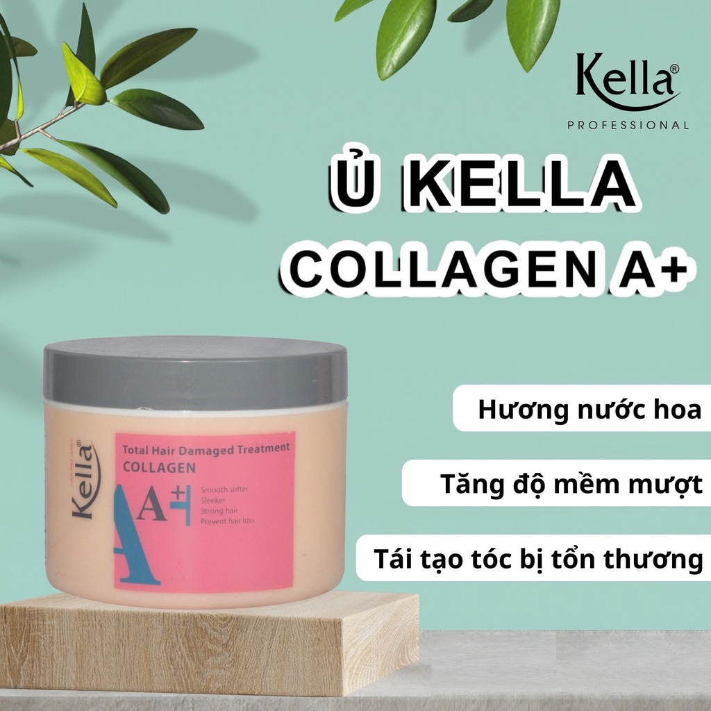 Ủ tóc collagen dầu hấp tóc Kella phục hồi hư tổn, giảm chẻ ngọn, ngăn ngừa gãy rụng tóc, hương nước hoa 300ml UT02