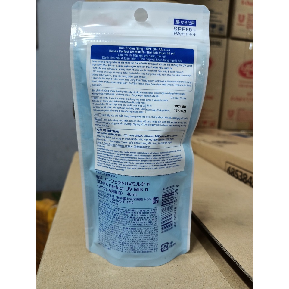 Kem chống nắng dạng sữa Senka Perfect UV Milk 40ml