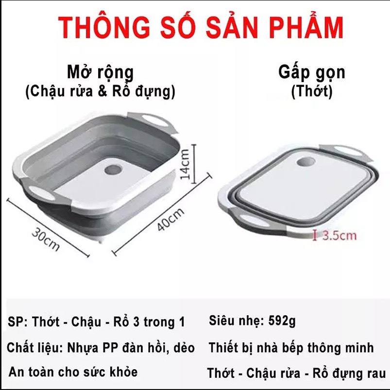 chậu thớt gấp gọn, thớt gấp gọn, chậu rửa kiêm thớt tiện dụng-tít gia dụng