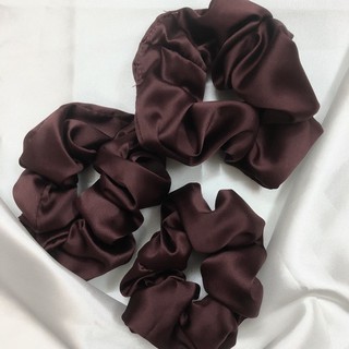 Dây cột tóc buộc tóc scrunchies vải màu nâu đỏ
