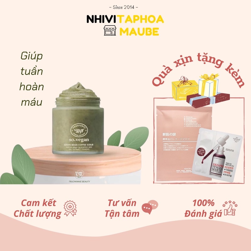 [CHÍNH HÃNG] [So.Vegan] TẨY TẾ BÀO CHẾT VẬT LÝ CÀ PHÊ XANH - Green Bean Coffee Scrub So' Natural Hàn Quốc 105g