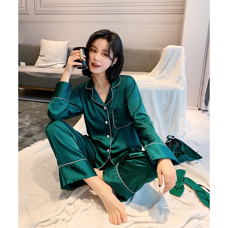 [ Order-có ảnh thật] Bộ đồ ngủ pyjama mặc nhà chất lụa tằm cao cấp